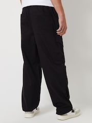 Threadbare Black Cotton Parachute Cargo Trousers With Stretch - Image 2 of 4