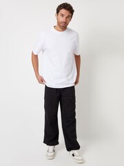 Threadbare Black Cotton Parachute Cargo Trousers With Stretch - Image 3 of 4