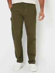 Зеленый - Threadbare Cotton Straight Leg Chino Cargo Trousers With Stretch - Изображение 1 из 5