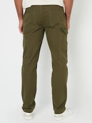 Зеленый - Threadbare Cotton Straight Leg Chino Cargo Trousers With Stretch - Изображение 2 из 5