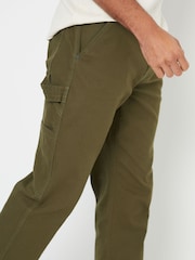 Зеленый - Threadbare Cotton Straight Leg Chino Cargo Trousers With Stretch - Изображение 3 из 5