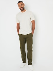 Зеленый - Threadbare Cotton Straight Leg Chino Cargo Trousers With Stretch - Изображение 4 из 5