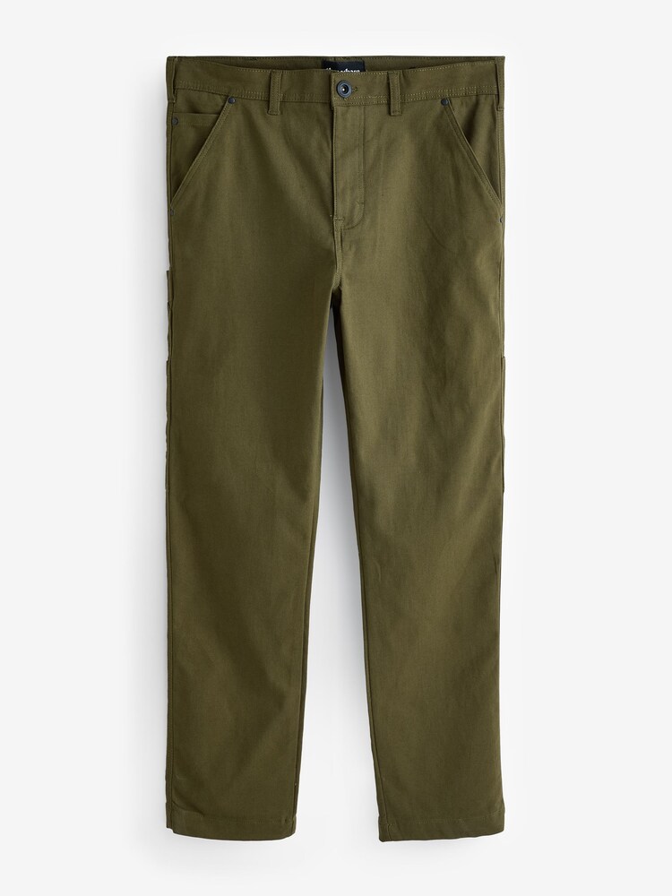 Зеленый - Threadbare Cotton Straight Leg Chino Cargo Trousers With Stretch - Изображение 5 из 5