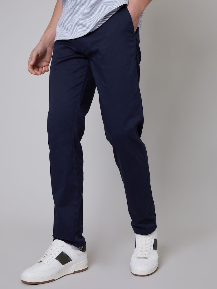 Threadbare Blue Regular Fit Cotton Chino Trousers With Stretch 2 Pack - Image 2 of 5