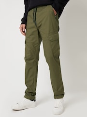 Threadbare Green Cotton Drawcord Cargo Trousers With Stretch - Image 1 of 4