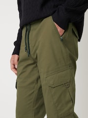 Threadbare Green Cotton Drawcord Cargo Trousers With Stretch - Image 4 of 4