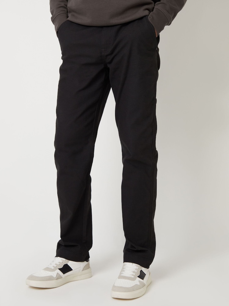Черный - Threadbare Cotton Straight Leg Chino Cargo Trousers With Stretch - Изображение 1 из 4
