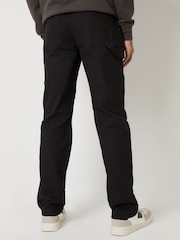 Черный - Threadbare Cotton Straight Leg Chino Cargo Trousers With Stretch - Изображение 2 из 4