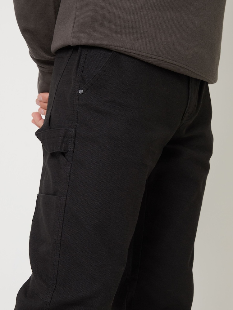 Черный - Threadbare Cotton Straight Leg Chino Cargo Trousers With Stretch - Изображение 4 из 4