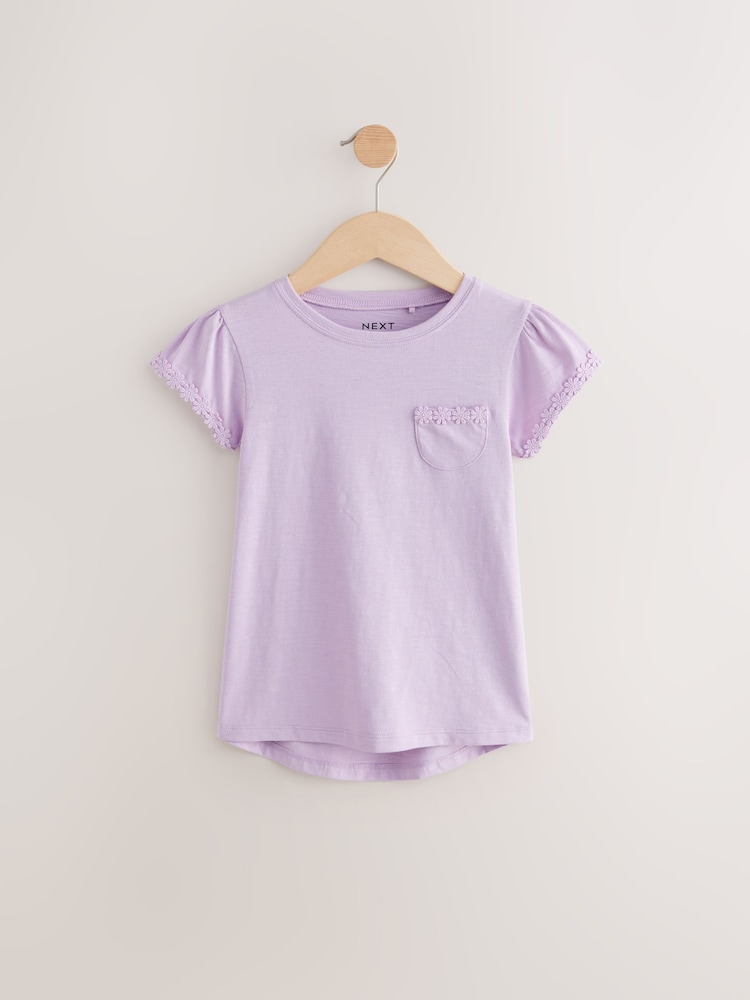 Lilac Purple Daisy Pocket T-Shirt (1.5-16yrs) - Image 1 of 1