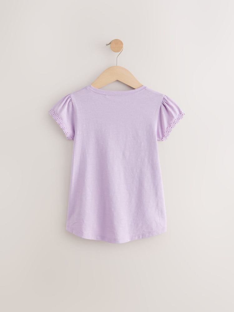 Lilac Purple Daisy Pocket T-Shirt (1.5-16yrs) - Image 2 of 4