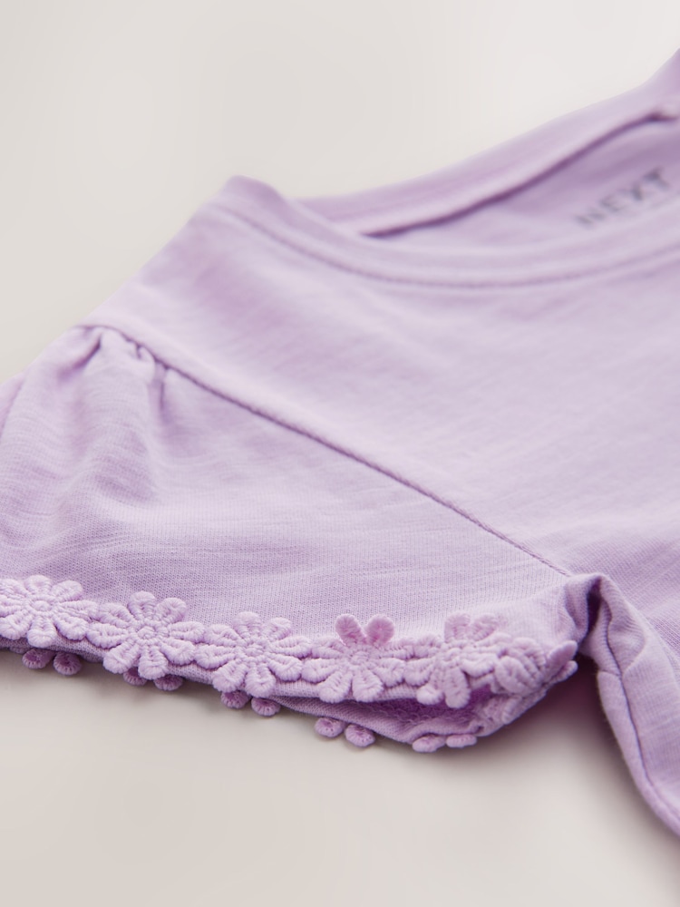 Lilac Purple Daisy Pocket T-Shirt (1.5-16yrs) - Image 4 of 4