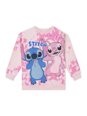 Character Pink 100% Cotton Disney Lilo and Stitch Sweatshirt And Leggings Set with Stitch And Angel - Image 2 of 9