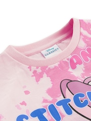 Character Pink 100% Cotton Disney Lilo and Stitch Sweatshirt And Leggings Set with Stitch And Angel - Image 4 of 9