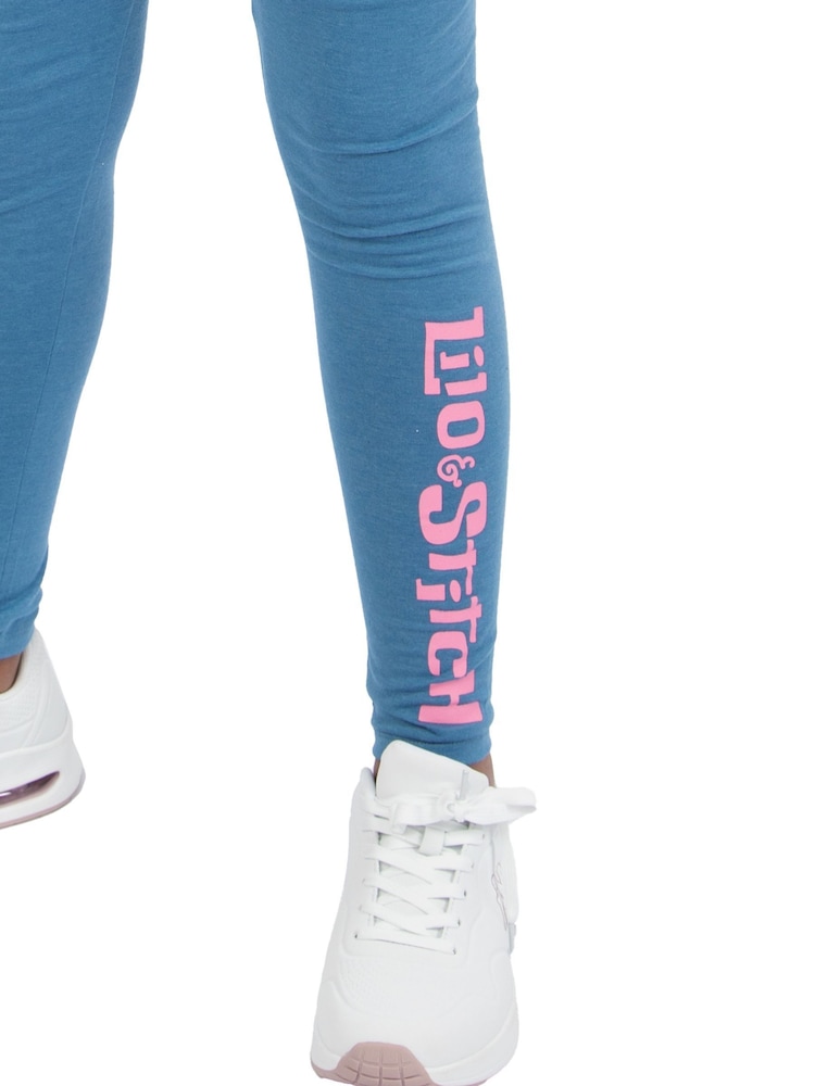 Character Pink 100% Cotton Disney Lilo and Stitch Sweatshirt And Leggings Set with Stitch And Angel - Image 9 of 9