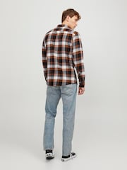 JACK & JONES Orange Button Down Long Sleeve Checked 100% Cotton Shirt - Image 2 of 5