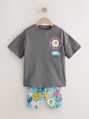 Charcoal Grey Oversized T-Shirt And Cycle Shorts Top & Shorts Set (3-16yrs) - Image 5 of 9