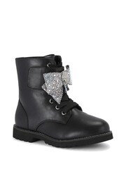 Kurt Geiger London Junior Mini Kensington Strap Bow Black Boots - Image 4 of 4
