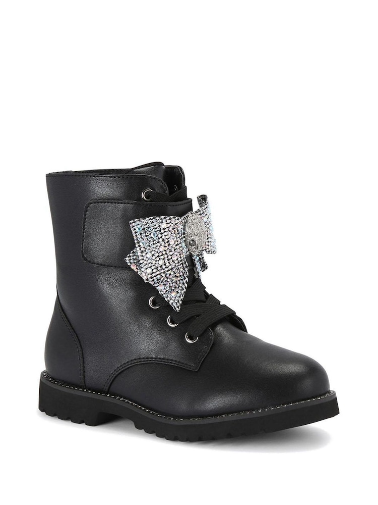 Kurt Geiger London Junior Mini Kensington Strap Bow Black Boots - Image 4 of 4