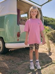 Multi Animal And Pink Slogan 100% Cotton T-Shirt And Cycling Shorts Set (3-16yrs) - Image 1 of 9