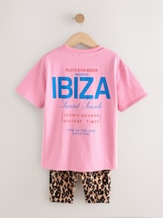 Multi Animal And Pink Slogan 100% Cotton T-Shirt And Cycling Shorts Set (3-16yrs) - Image 7 of 9