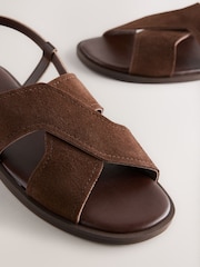 Chocolate Brown Leather Standard/Wide Fit Forever Comfort® Stitched Slingback Sandals - Image 4 of 5