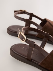 Chocolate Brown Leather Standard/Wide Fit Forever Comfort® Stitched Slingback Sandals - Image 5 of 5