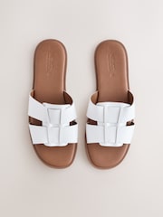 White Leather Standard/Wide Fit Forever Comfort® Slot Mule Sandals - Image 1 of 6