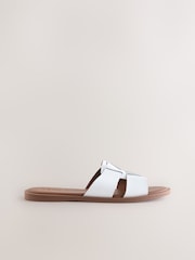 White Leather Standard/Wide Fit Forever Comfort® Slot Mule Sandals - Image 2 of 6