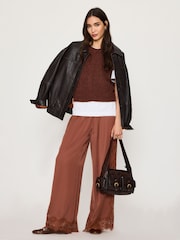 Anthropologie Satin Lace Wide-Leg Trousers - 6의 이미지 1