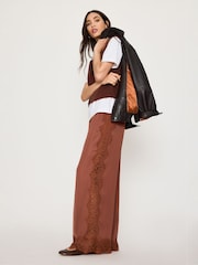 Anthropologie Satin Lace Wide-Leg Trousers - 6의 이미지 5