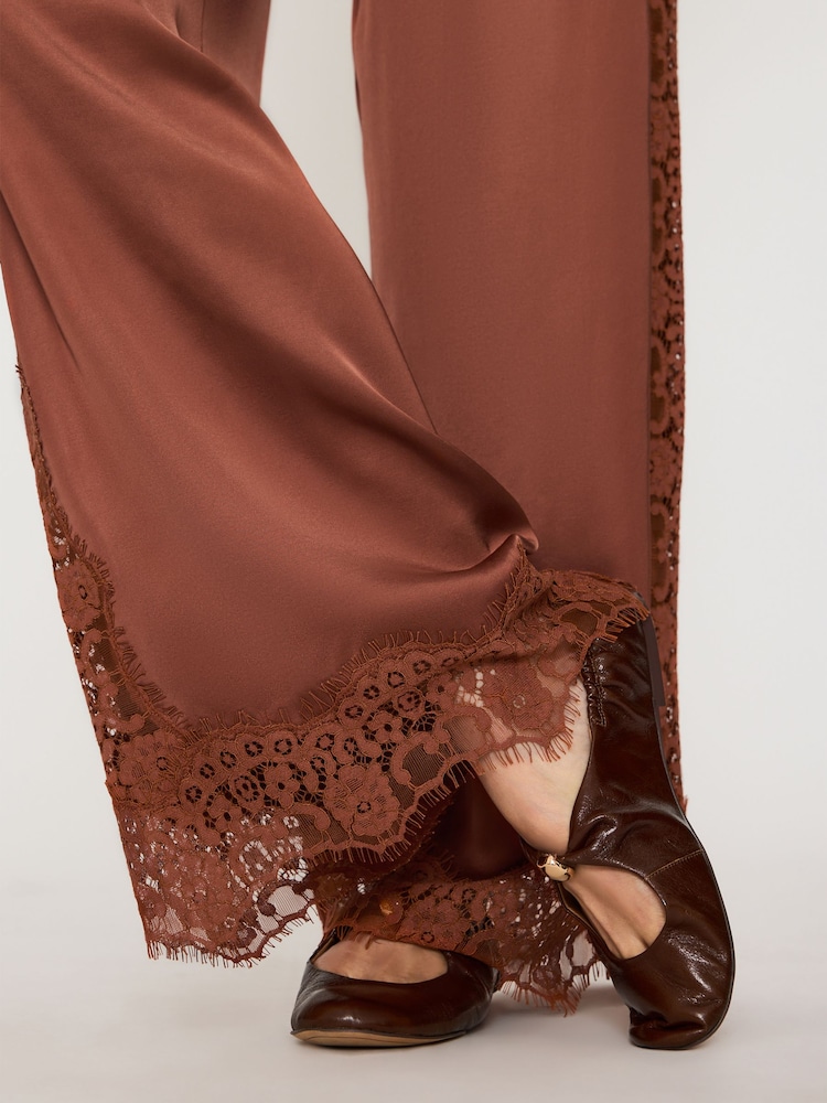 Anthropologie Satin Lace Wide-Leg Trousers - 6의 이미지 6