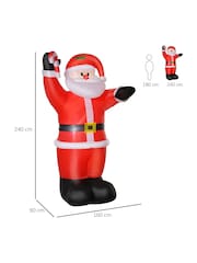 Homcom Red Outdoor 8ft Inflatable Santa Claus Christmas Decoration - Image 3 of 6