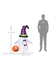 Homcom White 1.2m Halloween Inflatable Witch Ghost Decoration Pumpkin - Image 3 of 6