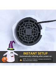 Homcom White 1.2m Halloween Inflatable Witch Ghost Decoration Pumpkin - Image 4 of 6