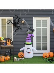 Homcom White 1.2m Halloween Inflatable Witch Ghost Decoration Pumpkin - Image 5 of 6