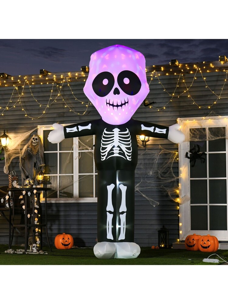 Homcom Black 3m Halloween Inflatable Lighted Skeleton Decoratio Lights - Image 1 of 6