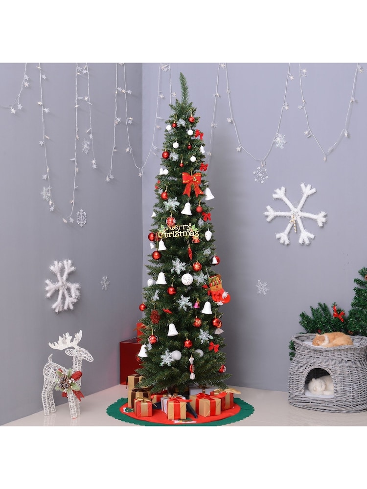 Homcom Green 7FT Artificial Slim Christmas Tree - Image 1 of 6