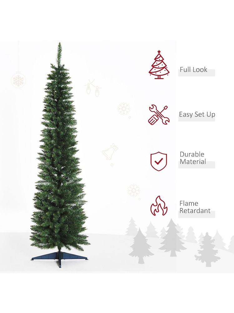 Homcom Green 7FT Artificial Slim Christmas Tree - Image 6 of 6