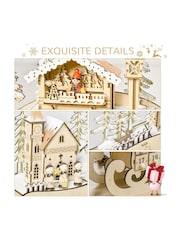 Homcom Brown Sleigh Advent Calendar Light Up Christmas Decoration - Image 2 of 6