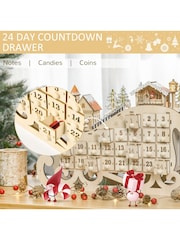 Homcom Brown Sleigh Advent Calendar Light Up Christmas Decoration - Image 6 of 6