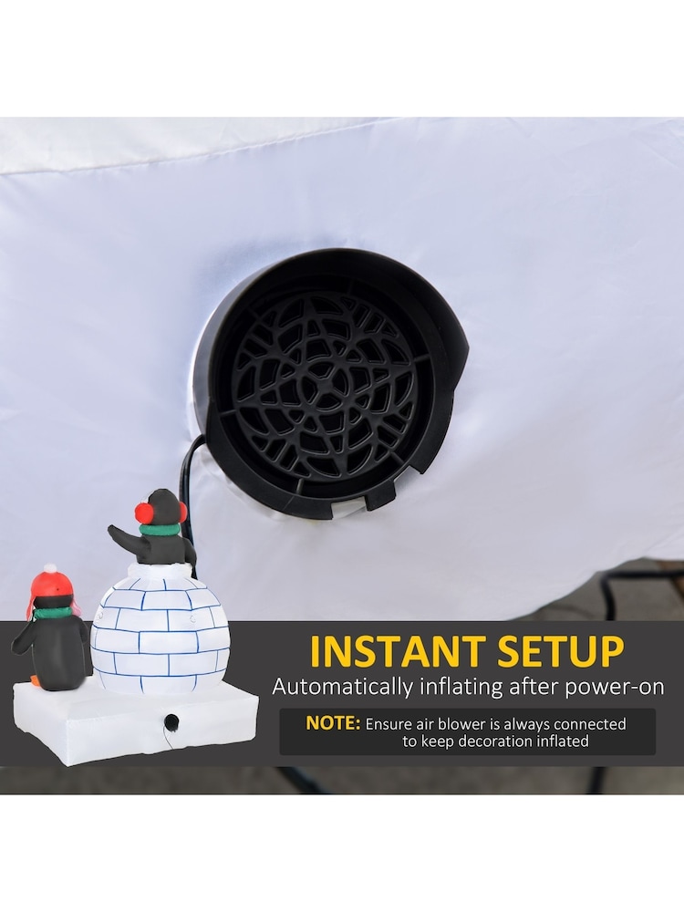 Homcom White 5ft Christmas Inflatable Penguins Ice House - Image 2 of 6