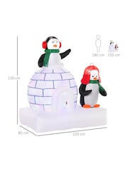 Homcom White 5ft Christmas Inflatable Penguins Ice House - Image 3 of 6