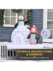 Homcom White 5ft Christmas Inflatable Penguins Ice House - Image 6 of 6