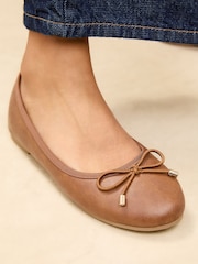 Lipsy Brown Standard Fit Flat Slip On Bow Ballerinas - Image 3 of 5