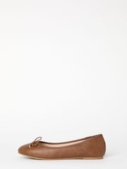 Lipsy Brown Standard Fit Flat Slip On Bow Ballerinas - Image 5 of 5