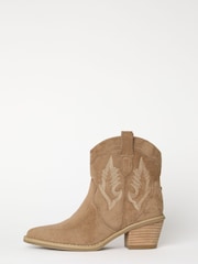 Lipsy Neutral Standard fit Pull-On Boho Ankle Pointed Western Heel Suedette Boots - Image 5 of 5