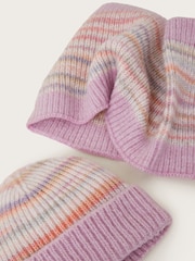 Monsoon Pink Space Dye Winter Knit Beanie and Snood Set - Image 3 of 3