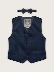 Monsoon Blue Velvet Waistcoat and Bow Tie Set - Image 1 of 3