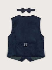 Monsoon Blue Velvet Waistcoat and Bow Tie Set - Image 2 of 3
